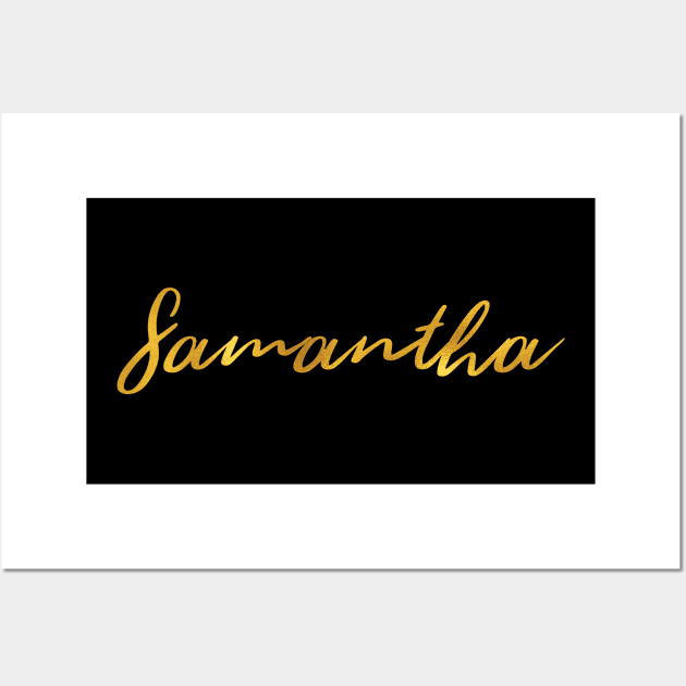 Samantha Name Hand Lettering in Faux Gold Letters Wall Art by Pixel On Fire